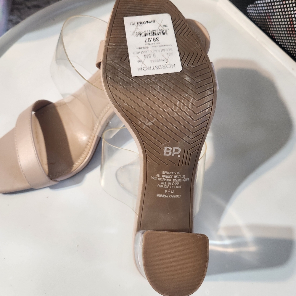 BP Tan Cream Minimalist Sandals Square-Toe SZ 9.5 - Picture 3 of 7